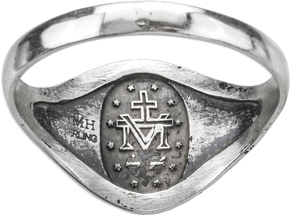 Extel Sterling Silver Miraculous Medal Ring, Size 9