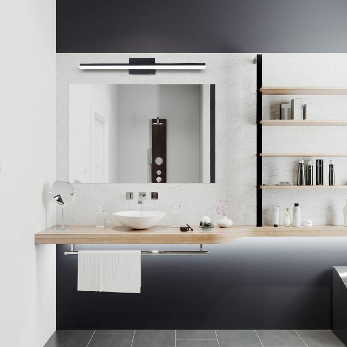 mirrea 36in Modern LED Vanity Light for Bathroom Lighting Dimmable 36w Black Painted (Cold White 5000K)