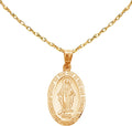 Ritastephens 14k Yellow,White or Rose Gold Small Miraculous Virgin Mary Medal Charm Pendant Necklace (18 Inches, No Chain)