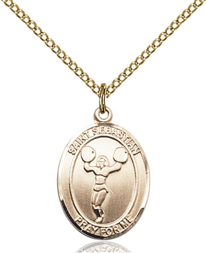 Bonyak Jewelry St. Sebastian - Cheerleading Hand-Crafted Oval Medal Pendant in 14kt Yellow Gold-Filled