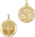 PicturesOnGold.com Soccer - Saint Sebastian Doubledside Sports Religious Medal 2/3 Inch Size of Dime, Solid 14K Yellow Gold