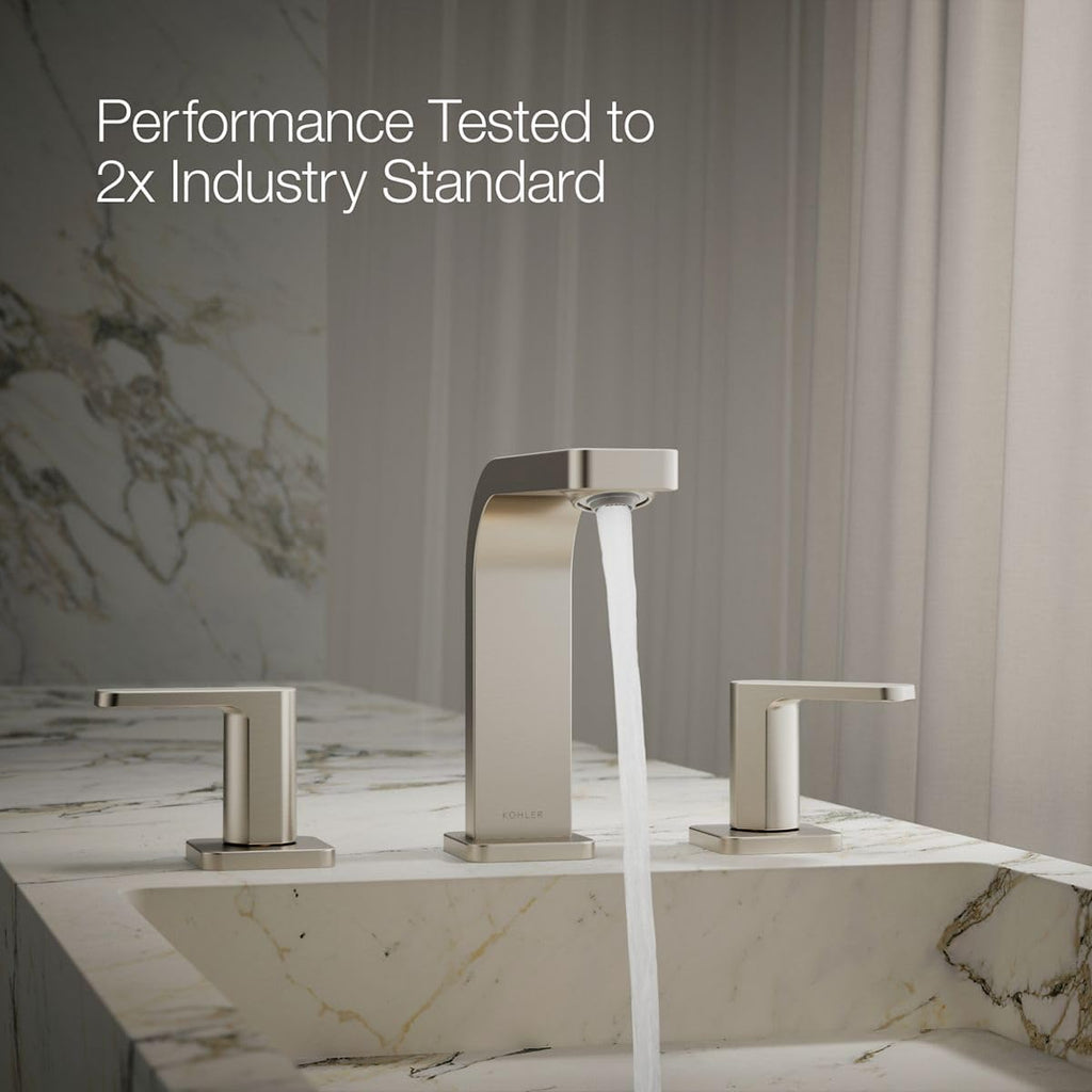 Kohler K-23484-4N-BN Parallel Widespread Bathroom Sink Faucet, .5 GPM, Lever Handles, Vibrant Brushed Nickel