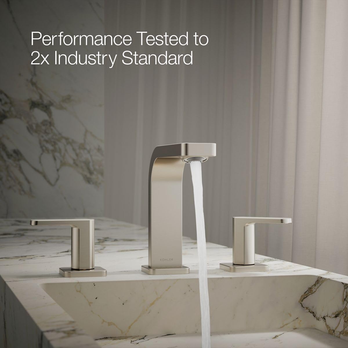 Kohler K-23484-4N-BN Parallel Widespread Bathroom Sink Faucet, .5 GPM, Lever Handles, Vibrant Brushed Nickel