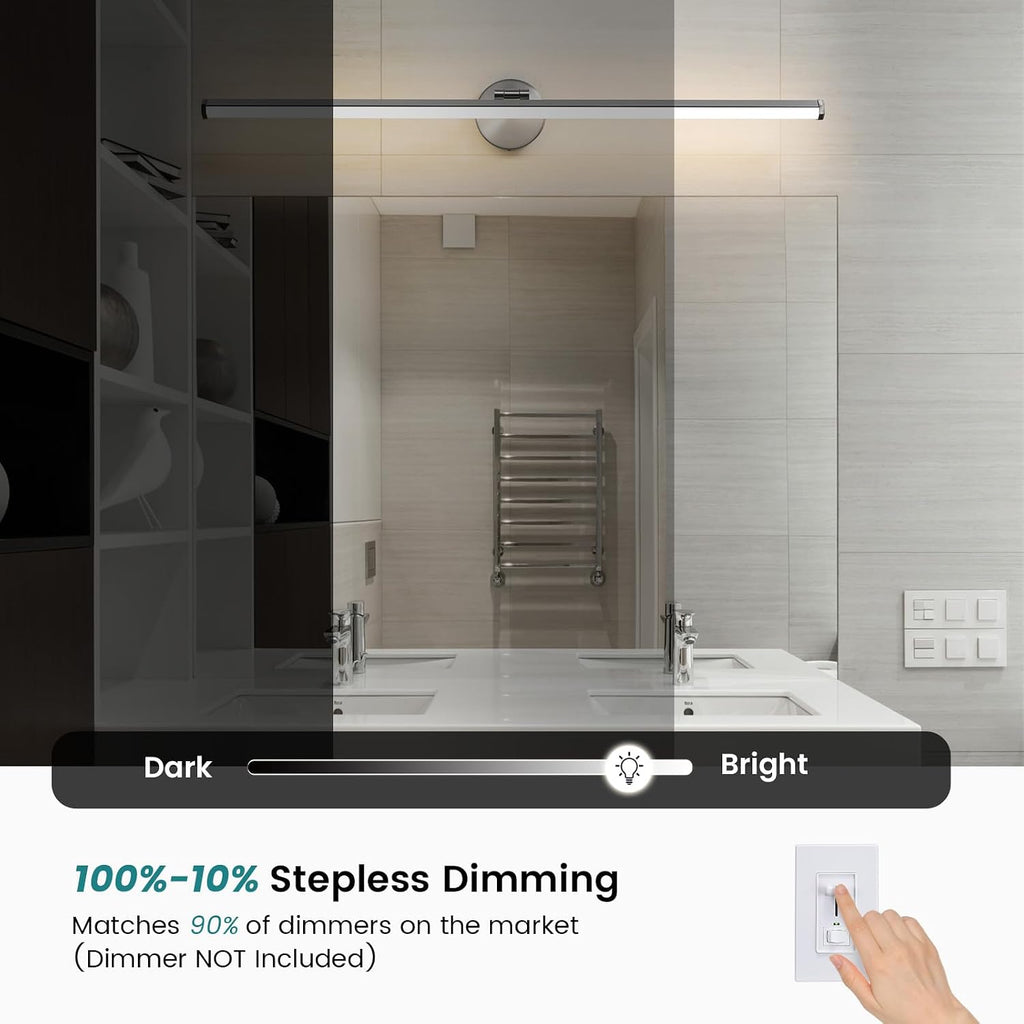 KAISITE Brushed Nickel Modern Bathroom Light - 39 Inch Dimmable 5CCT LED Vanity Light for Restroom