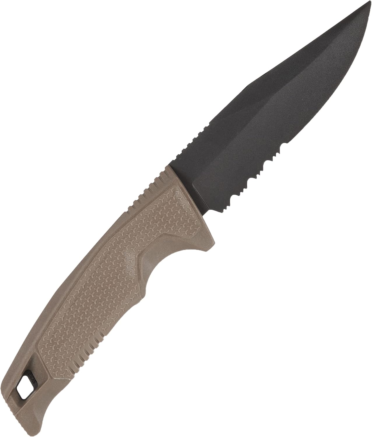SOG Recondo FX Partially Serrated Fixed-Blade Tactical Duty Knife |Full-Tang CRYO 440C Stainless Steel Blade | Rubberized Grip