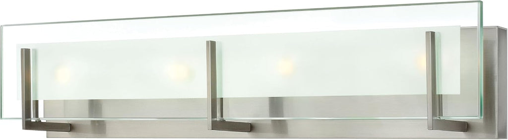 Hinkley Latitude 26' 4-Light G9 Bathroom Vanity, Damp Rated, Inside Etched Clear Glass, ADA Compliant, Modern, Brushed Nickel Finish