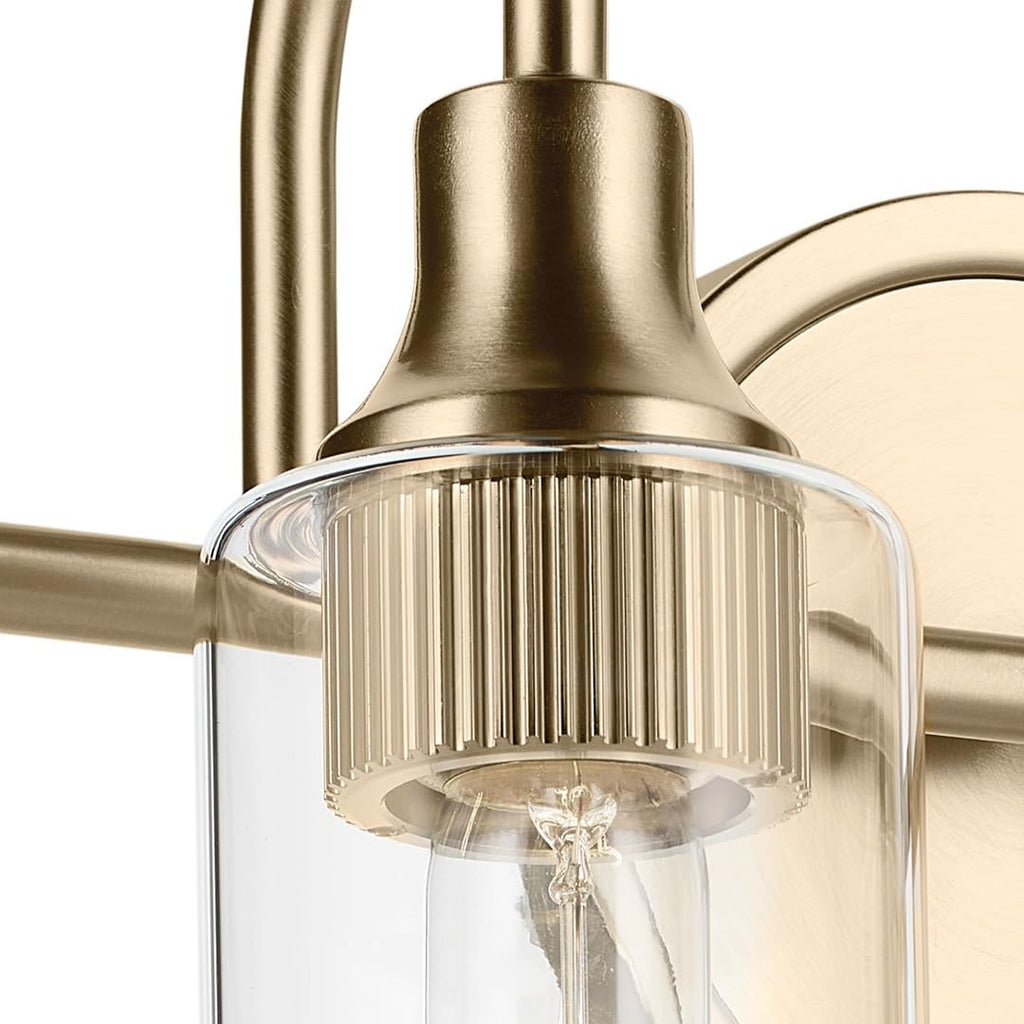 Kichler Kavi 12.5' 2-Light Bathroom Vanity Light Fixture with Clear Glass in Champagne Bronze, Modern Wall Mount Over Mirror for Powder Room, Damp Rated (12.5' W x 10' H), 55210CPZ