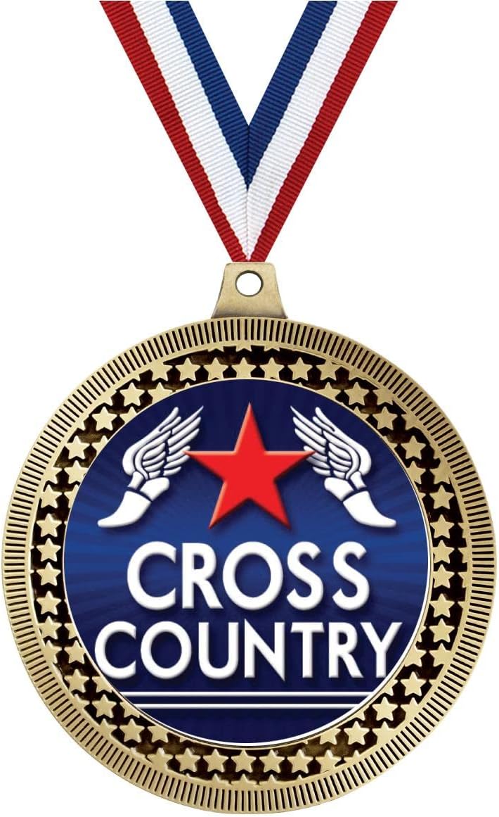2.75' Cross Country Award Medal, Gold Vega Cross Country Team Trophy Award Includes Free Neck Ribbon