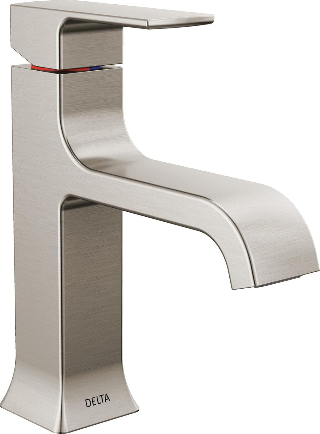 Delta Velum Brushed Nickel Bathroom Faucet 1 Hole, Single Hole Bathroom Sink Faucet for Vanity, Metal Push-Pop Drain Assembly, Stainless 539-SSMPU-DST
