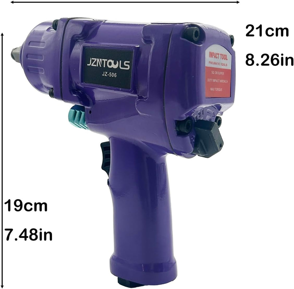 1/2-Inch Aluminum Air Impact Wrench - High Torque 1450 ft-lbs - Heavy Duty Twin Hammer，8-Piece CR-V Steel Impact Socket Set ，Heavy Duty Pneumatic Impact Wrenches for Automotive Repair