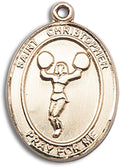 Bonyak Jewelry St. Christopher - Cheerleading Hand-Crafted Oval Medal Pendant in 14kt Yellow Gold