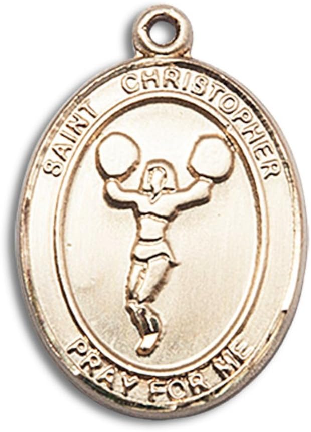 Bonyak Jewelry St. Christopher - Cheerleading Hand-Crafted Oval Medal Pendant in 14kt Yellow Gold