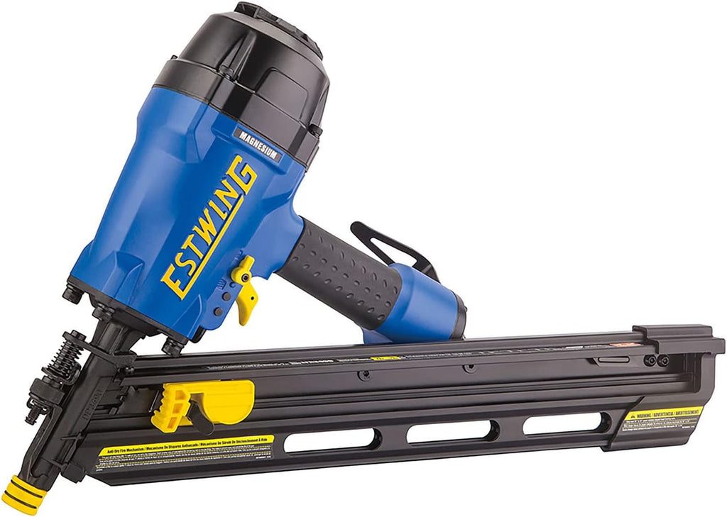 Estwing Pneumatic 34 Degree Framing Nailer, 2'–3-1/2' Framing Nails, Lightweight Magnesium Nail Gun with Depth Adjustment, Dual Trigger & Swivel Fitting, Includes Belt Hook & Carry Bag, EFR2190