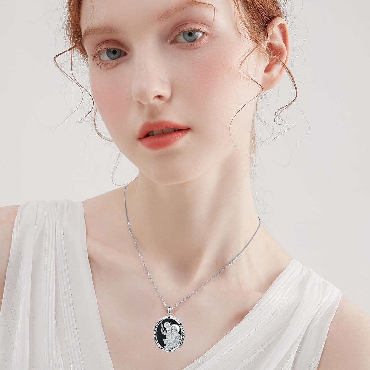 Real Sterling Silver Religious Necklace for Women, s925 Silver Cross Necklace Christian Religion Jewelry for Confirmation Baptism Ladies Mom, 18+2'