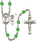 Bonyak Jewelry St. Christopher/Cheerleading Silver-Plated Rosary - Every Birth Month Color and More