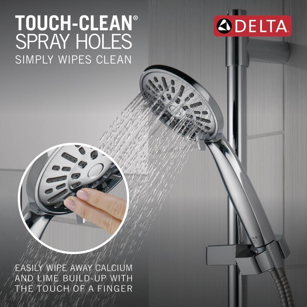 Delta Faucet Slide Bar Hand Held Shower with Hose, Chrome Handheld Shower Head, Slide Bar Hand Shower, Handheld Shower, Detachable Shower Head, Chrome 51361