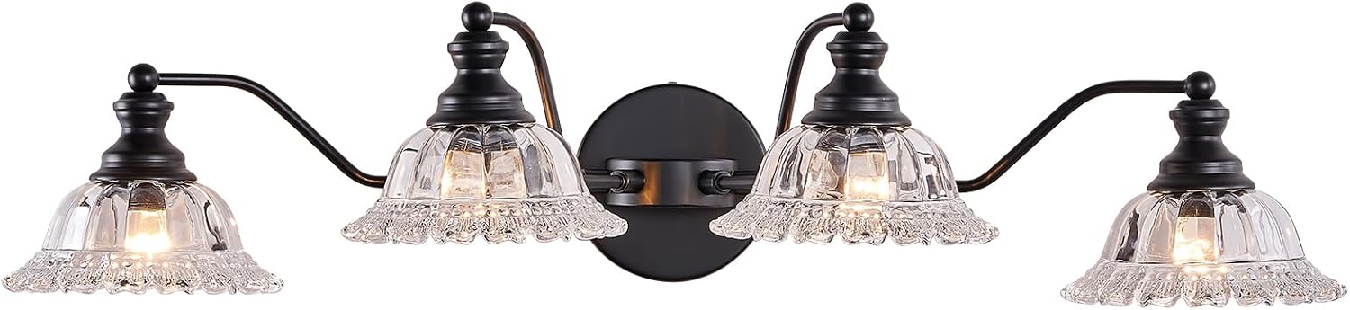 XIEDUN 4 Light Bathroom Vanity Lighting Fixtures Black Vanity Light Fixture Vanity Lights for Bathroom