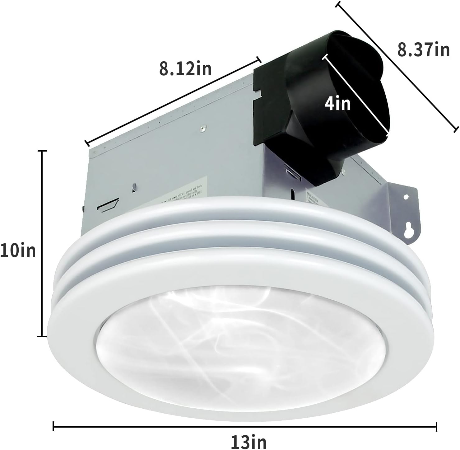 Akicon Ultra Quiet Bathroom Exhaust Fan with LED Light 80CFM 2.0 Sones Round Bathroom Ventilation Fan with Frosted Glass Cover Satin White Finish (Satin White)