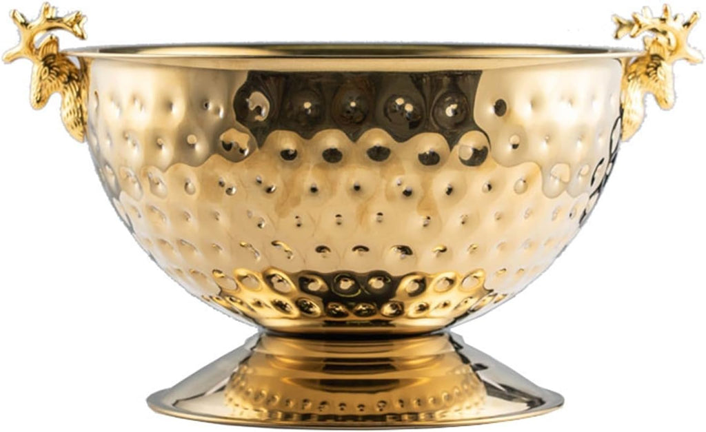 Ice Bucket Champagne Bucket Ice Buckets for Parties, Deer Head Stainless Steel Ice Pails, Large Golden Champagne Basin Bar KTV Ice Wine Bucket High-End Decoration Ice Bucket Beverage Tub (Color : 1)