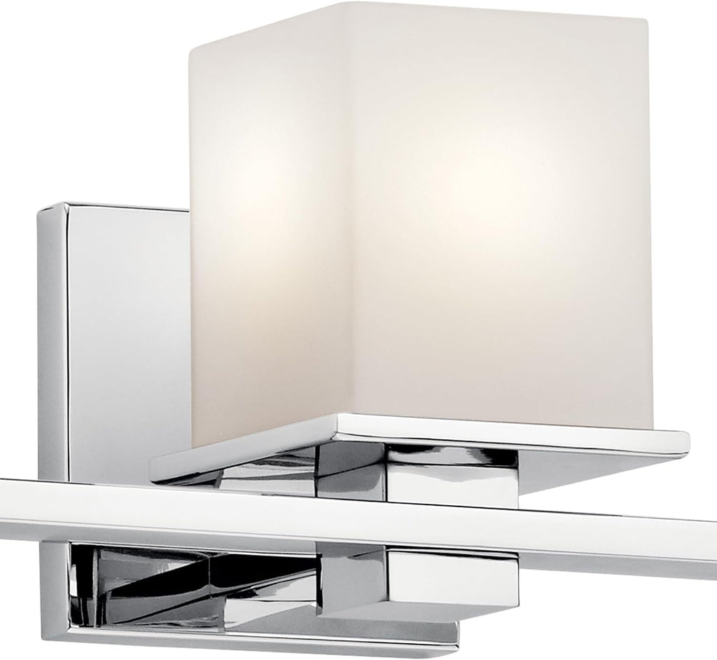 Kichler Tully 24' Vanity Light in Chrome, 3-Light Modern Bathroom Light with Satin Etched Cased Opal Glass, (24' W x 6.5' H), 45151CH