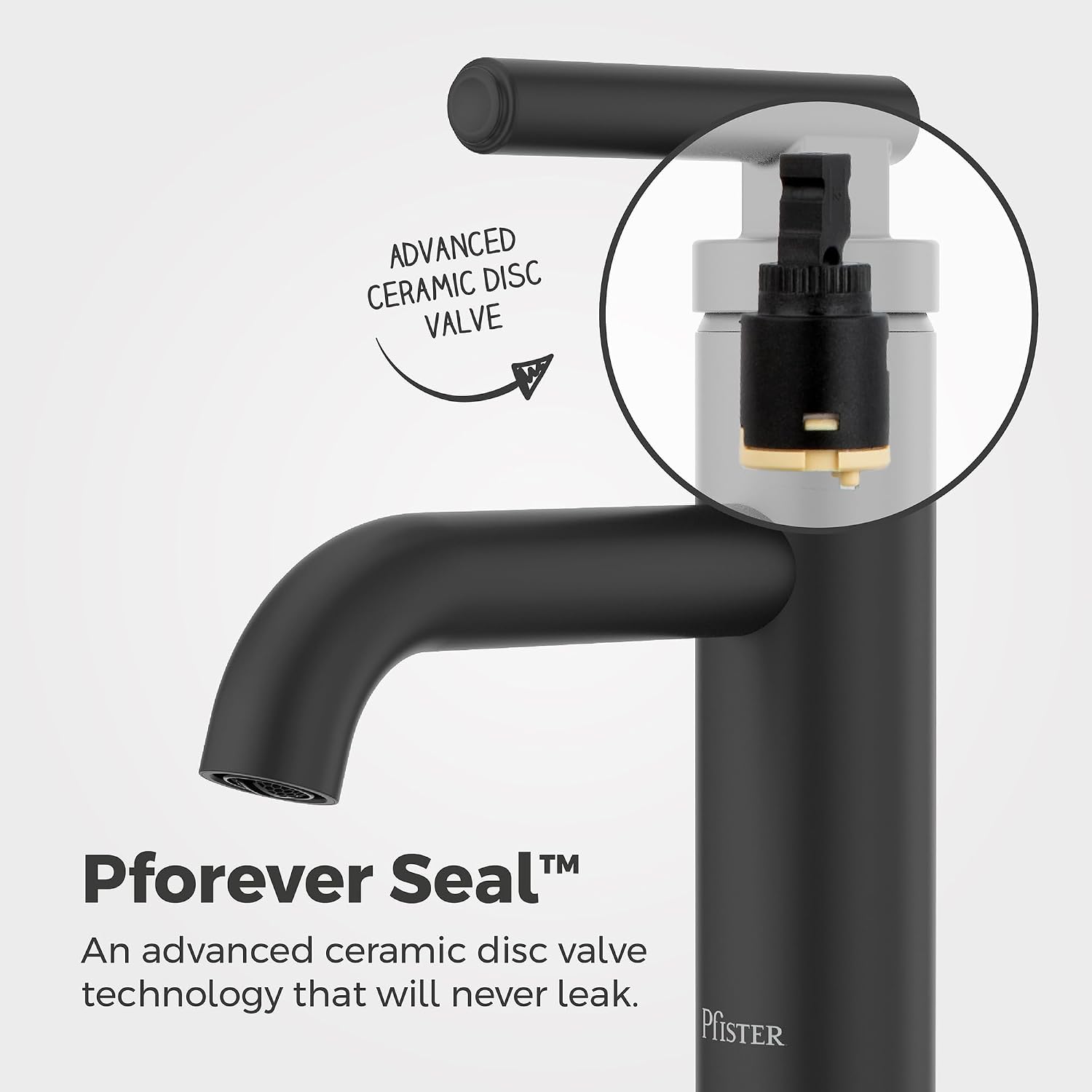 Pfister Capistrano Single Handle Bathroom Sink Faucet 1 Hole Matte Black Vanity Faucet with Push & Seal Drain NSF Certified Water-Efficient TiteSeal Technology LF042CSOSDB