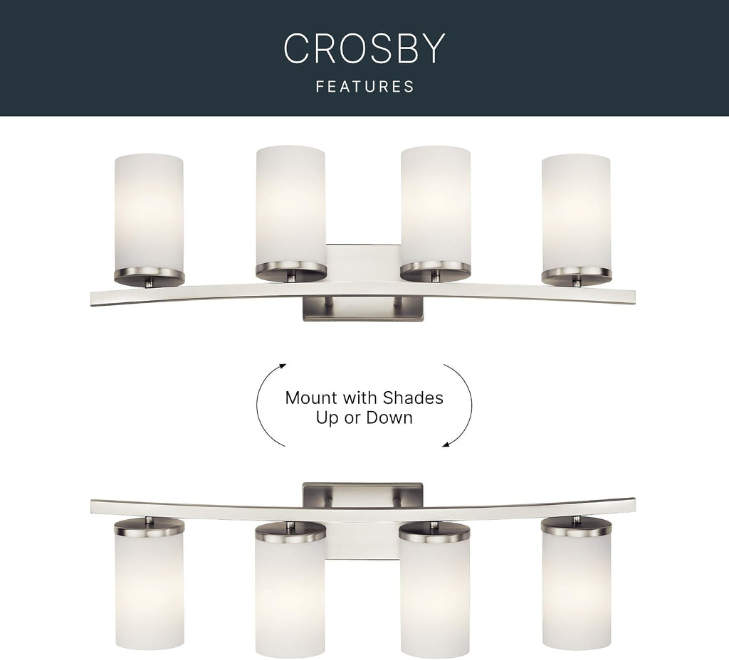 KICHLER Crosby 31' 4 Light Vanity Light Satin Etched Cased Opal Brushed Nickel