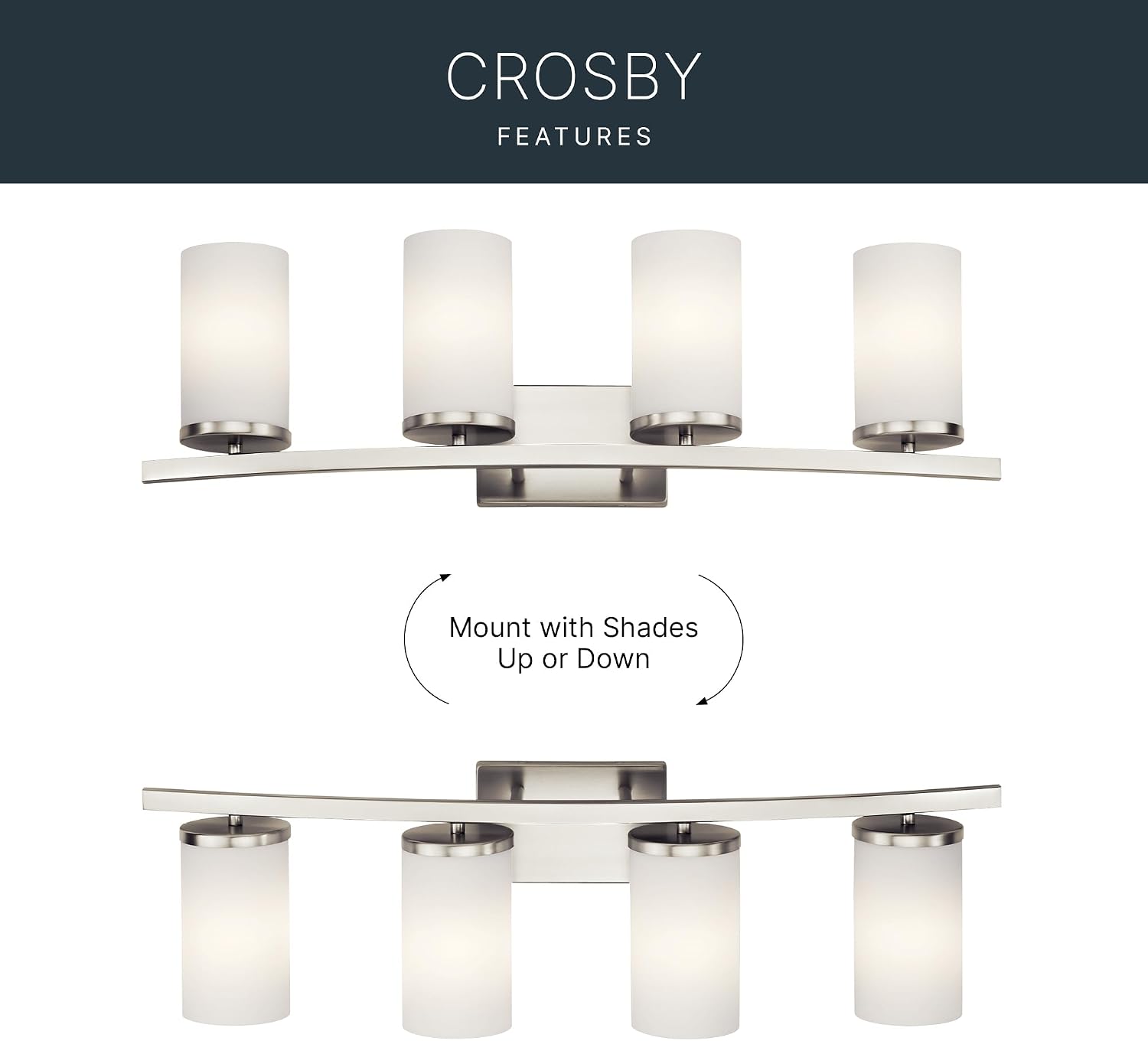 KICHLER Crosby 31' 4 Light Vanity Light Satin Etched Cased Opal Brushed Nickel
