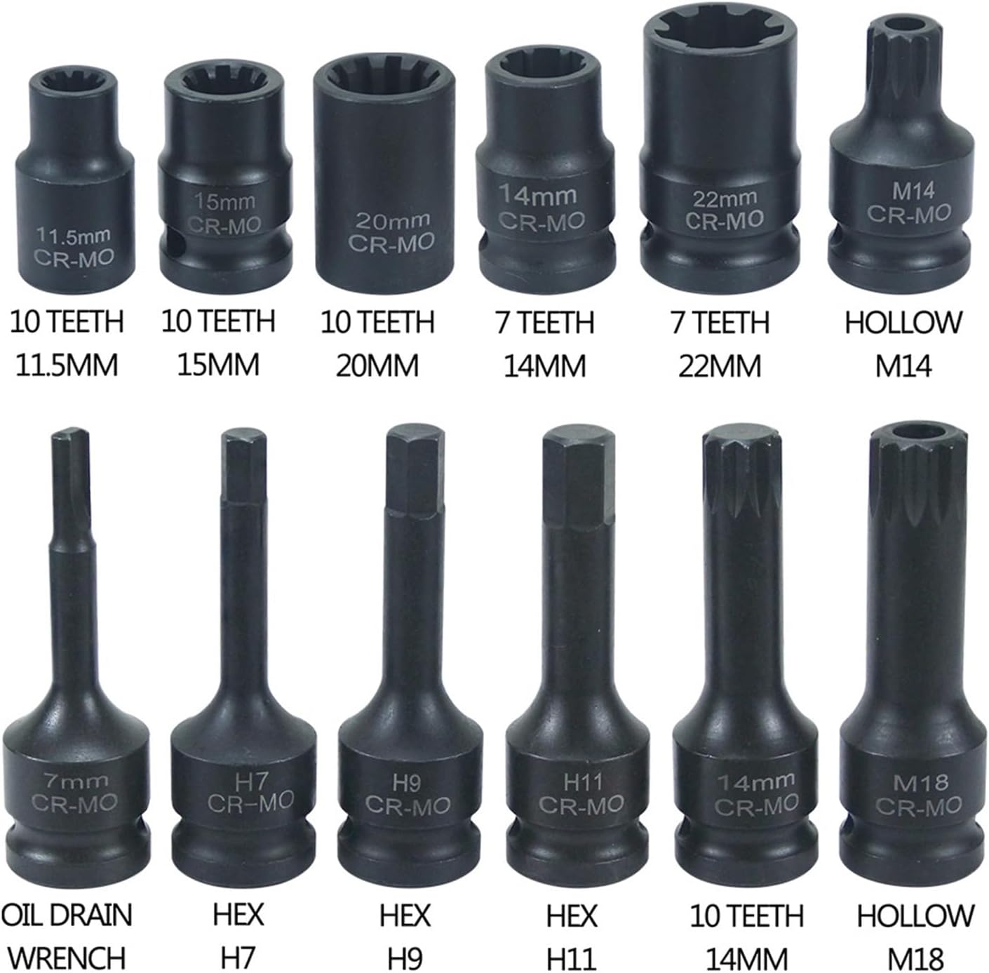 12Pc Impact Brake Caliper Special Socket Set Compatible with VW Porsche Benz BMW 1/2' Square Drive