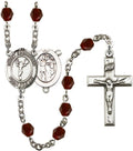 Bonyak Jewelry St. Sebastian/Cheerleading Silver-Plated Rosary - Every Birth Month Color and More