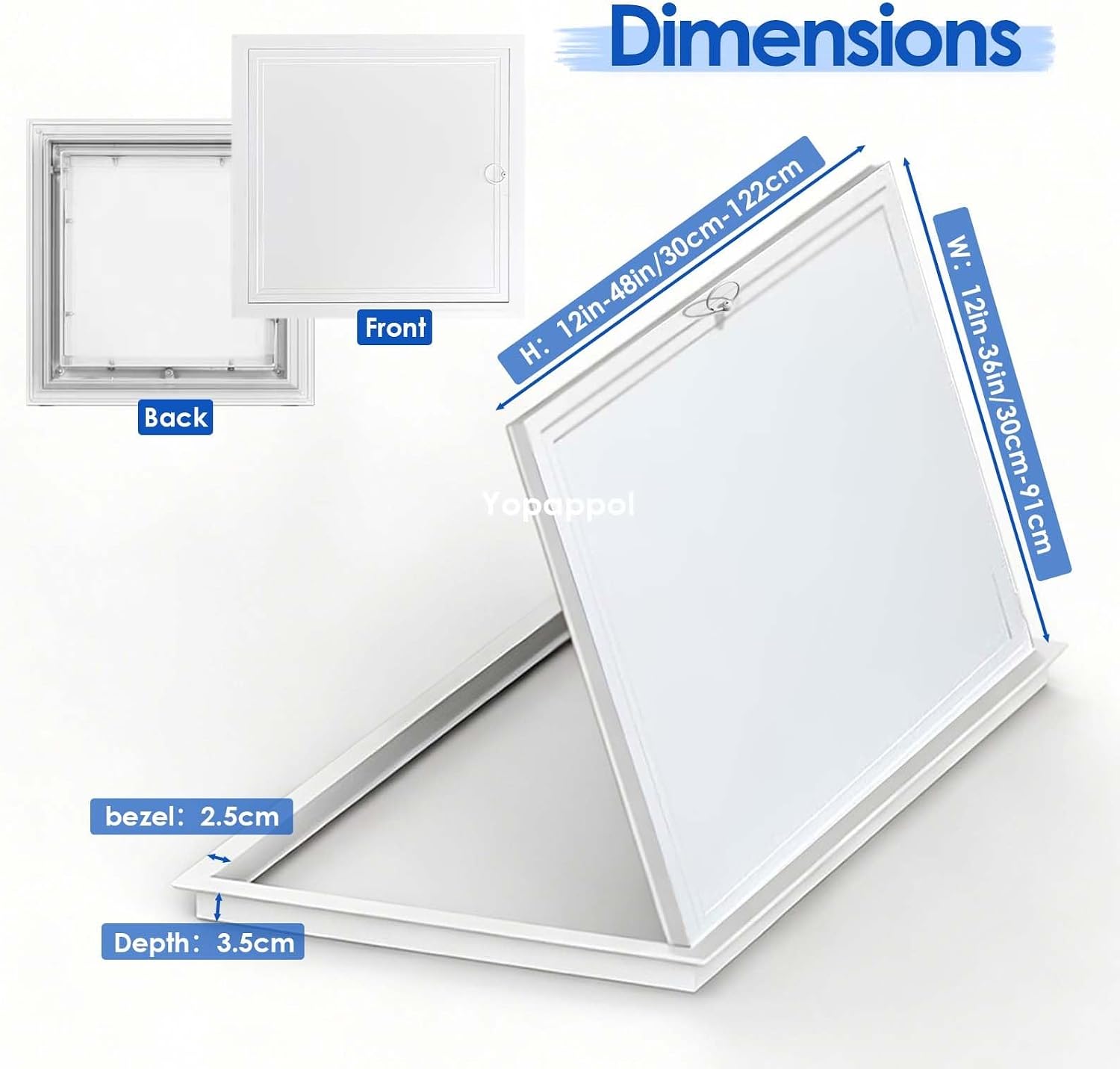 Metal Access Door for Drywall, Heavy Duty Aluminum Hinged Panel - White Waterproof Meter Box, Fuse Cover for Wall, Ceiling Plumbing & Cables(36x32in/91x81cm)