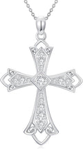 Real Sterling Silver Religious Necklace for Women, s925 Silver Cross Necklace Christian Religion Jewelry for Confirmation Baptism Ladies Mom, 18+2'