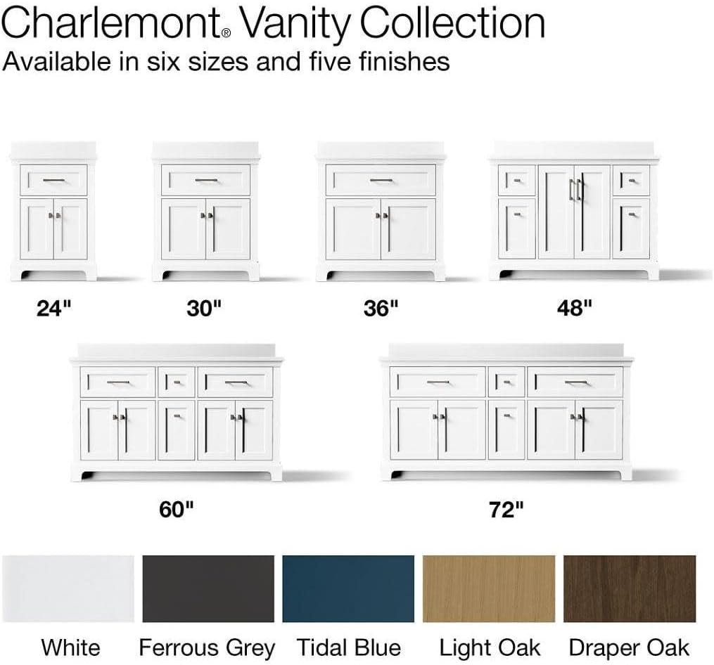 Kohler 29263-BD1-DAK Charlemont 60 in. Bathroom Vanity Cabinet with Sinks and Quartz top, Draper Oak