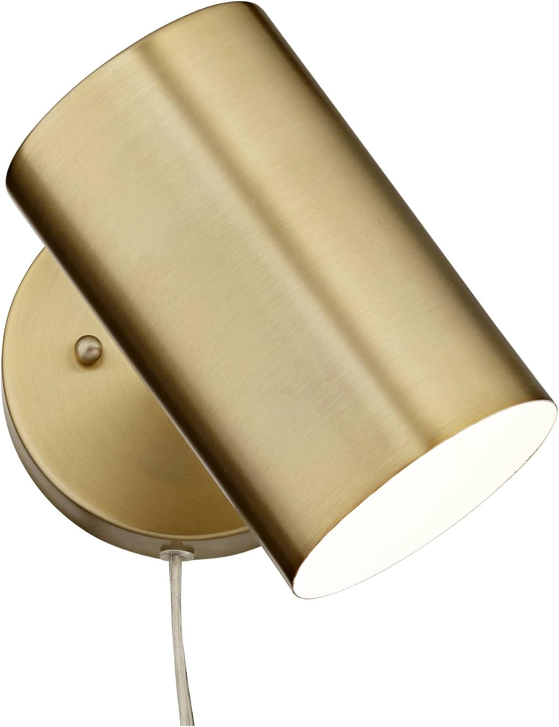 360 Lighting Carla Modern Wall Lamps Set of 2 Polished Brass Plug-in 5' Fixture Adjustable Cylinder Metal Shade for Bedroom Bedside House Reading Living Room Home Hallway Dining Decor