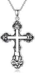 Real Sterling Silver Religious Necklace for Women, s925 Silver Cross Necklace Christian Religion Jewelry for Confirmation Baptism Ladies Mom, 18+2'