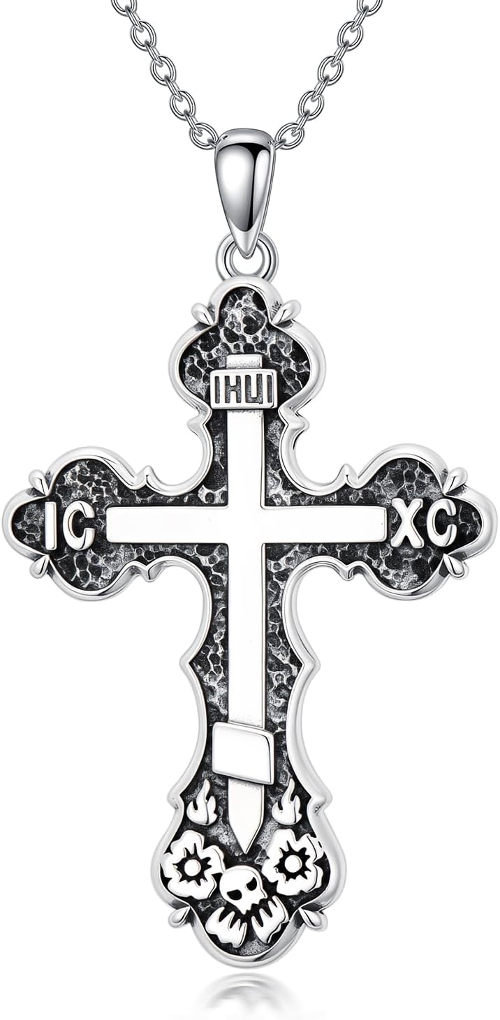 Real Sterling Silver Religious Necklace for Women, s925 Silver Cross Necklace Christian Religion Jewelry for Confirmation Baptism Ladies Mom, 18+2'