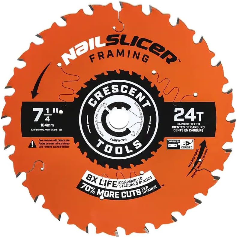 Crescent Industrial Products CSBFR-724-10 Nail Slicer 7-1/4' 24 Tooth Framing Blade - 10 Pack of Blades