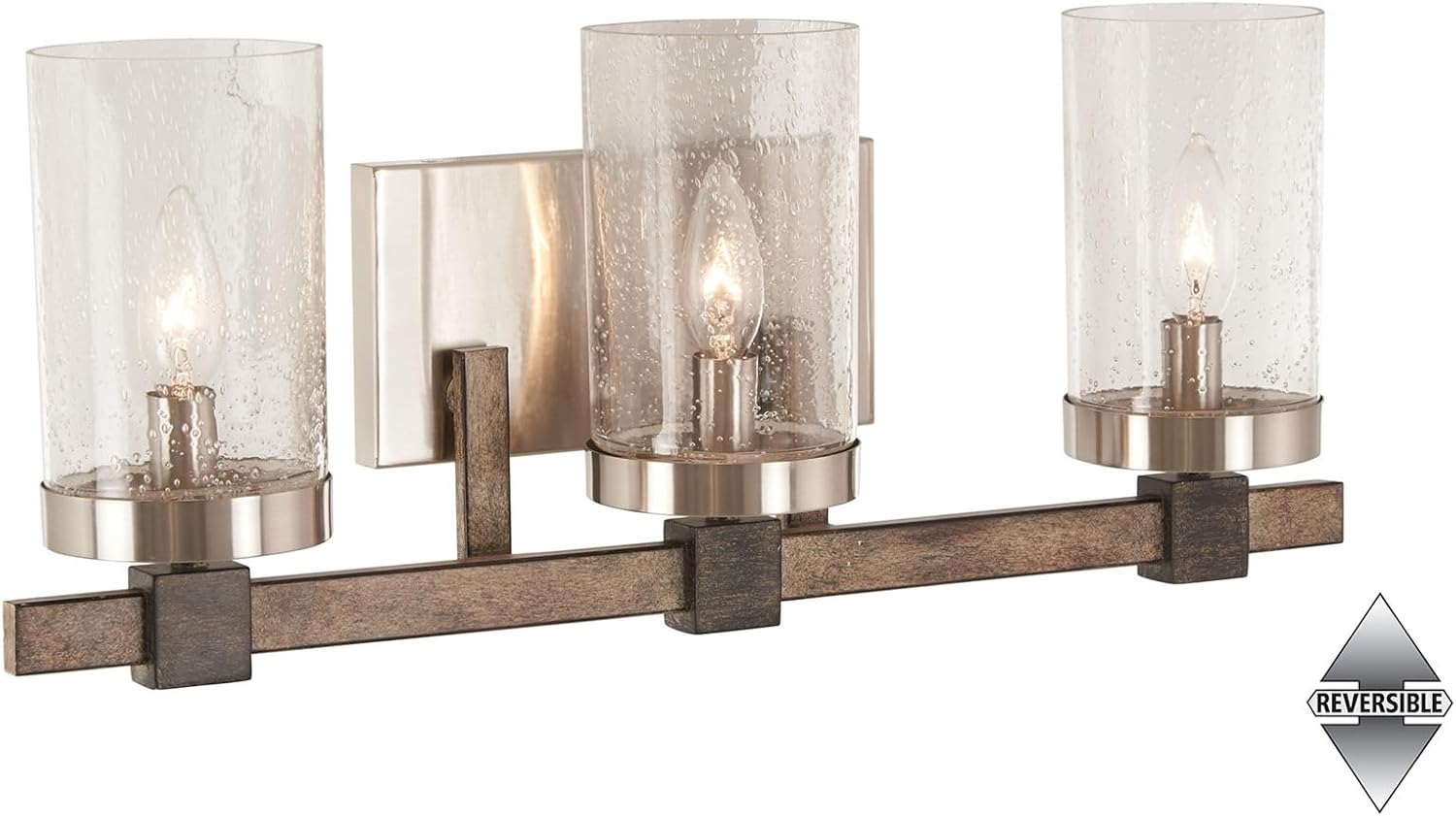 Minka Lavery 4633-106 Bridlewood Vanity Bath Light, 3-Light, 180 Total Watts, 22.5-in H x 8.75-in W, Stone Grey w/Brushed Nickel