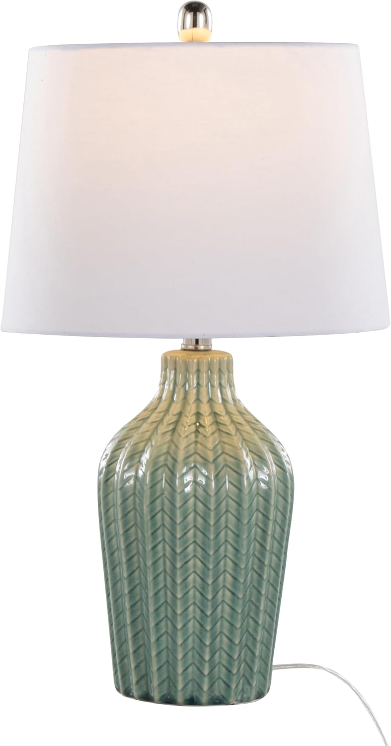 LumiSource Rockwell 23' Ceramic Table Lamps Set of 2, Desk Lamp, Bedside Lamps for Night Stands, Nightstand Lamp, Small Lamp, Small Table Lamps for Living Room Set of 2, White Table Lamp