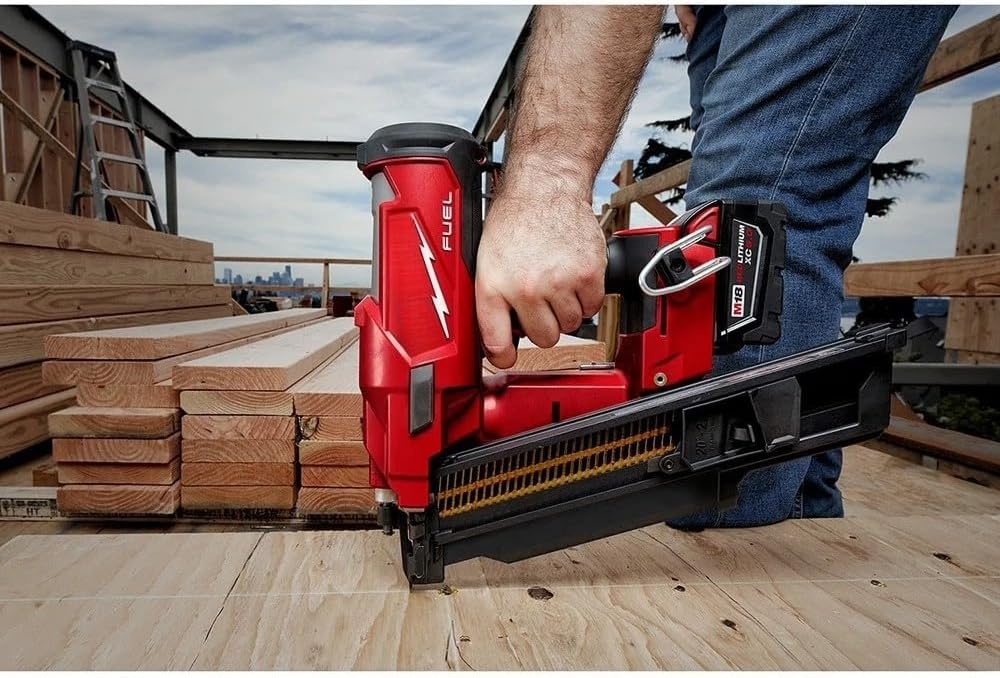 2744-21 for Milwaukee M18 18V Cordless Power 21-Degree Framing Nailer Kit | Length 14.1in Height 15.2in Width 4.7in Weight 10.05lbs