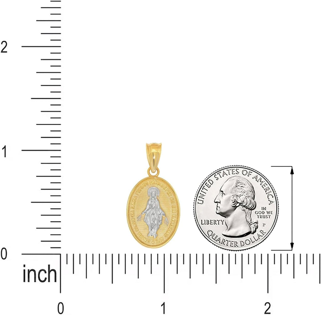 Jewelry America 14k Solid Yellow Gold Classic Virgin Mary Miraculous Medallion Pendant