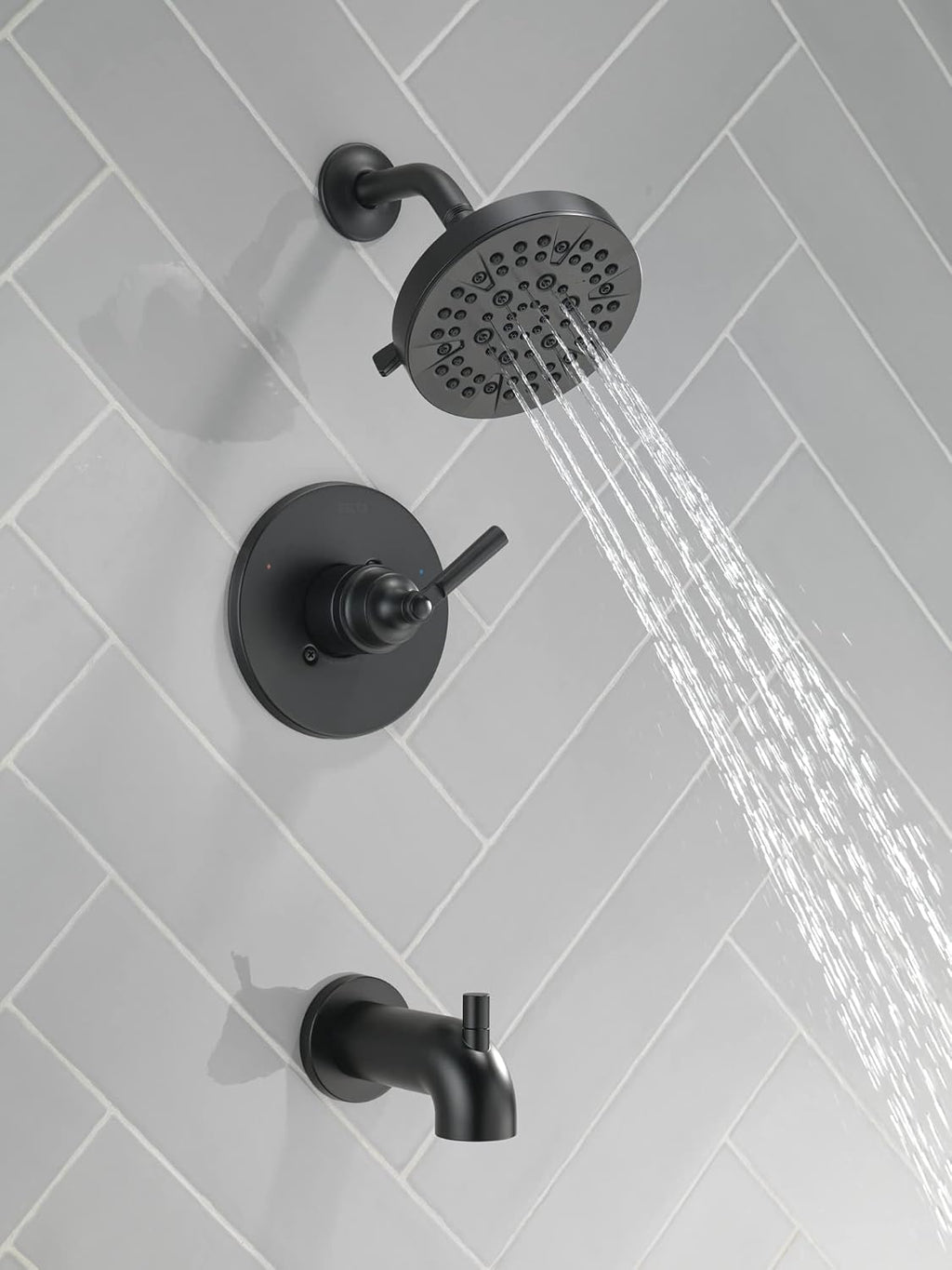 Delta Faucet Saylor 14 Series Black Tub and Shower Faucet Combo, Bathtub and Shower Trim System, Shower Trim Kit, Bathtub Faucet Set, Shower Tub Faucet, Matte Black T14435-BL (Valve Not Included)