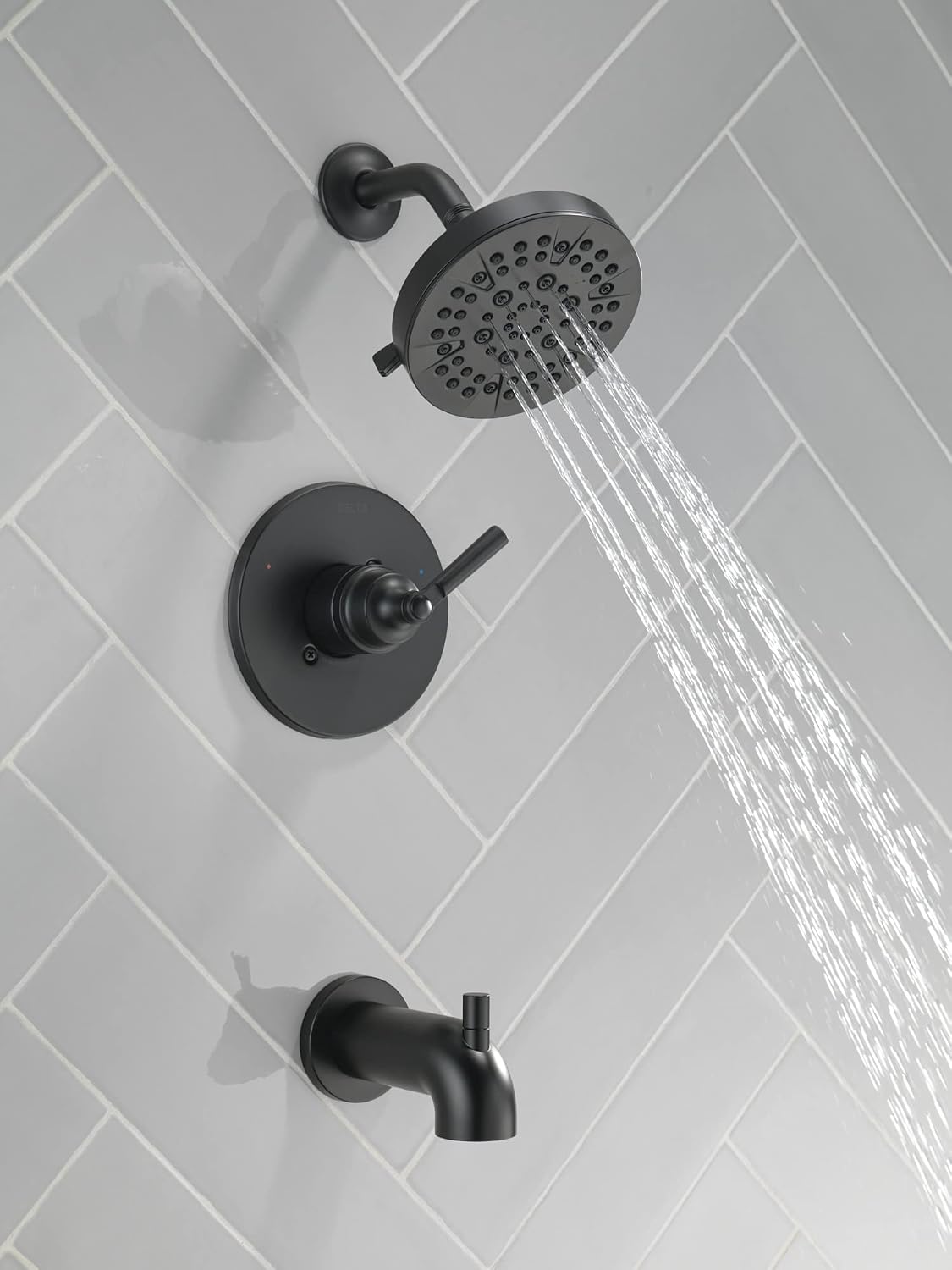 Delta Faucet Saylor 14 Series Black Tub and Shower Faucet Combo, Bathtub and Shower Trim System, Shower Trim Kit, Bathtub Faucet Set, Shower Tub Faucet, Matte Black T14435-BL (Valve Not Included)
