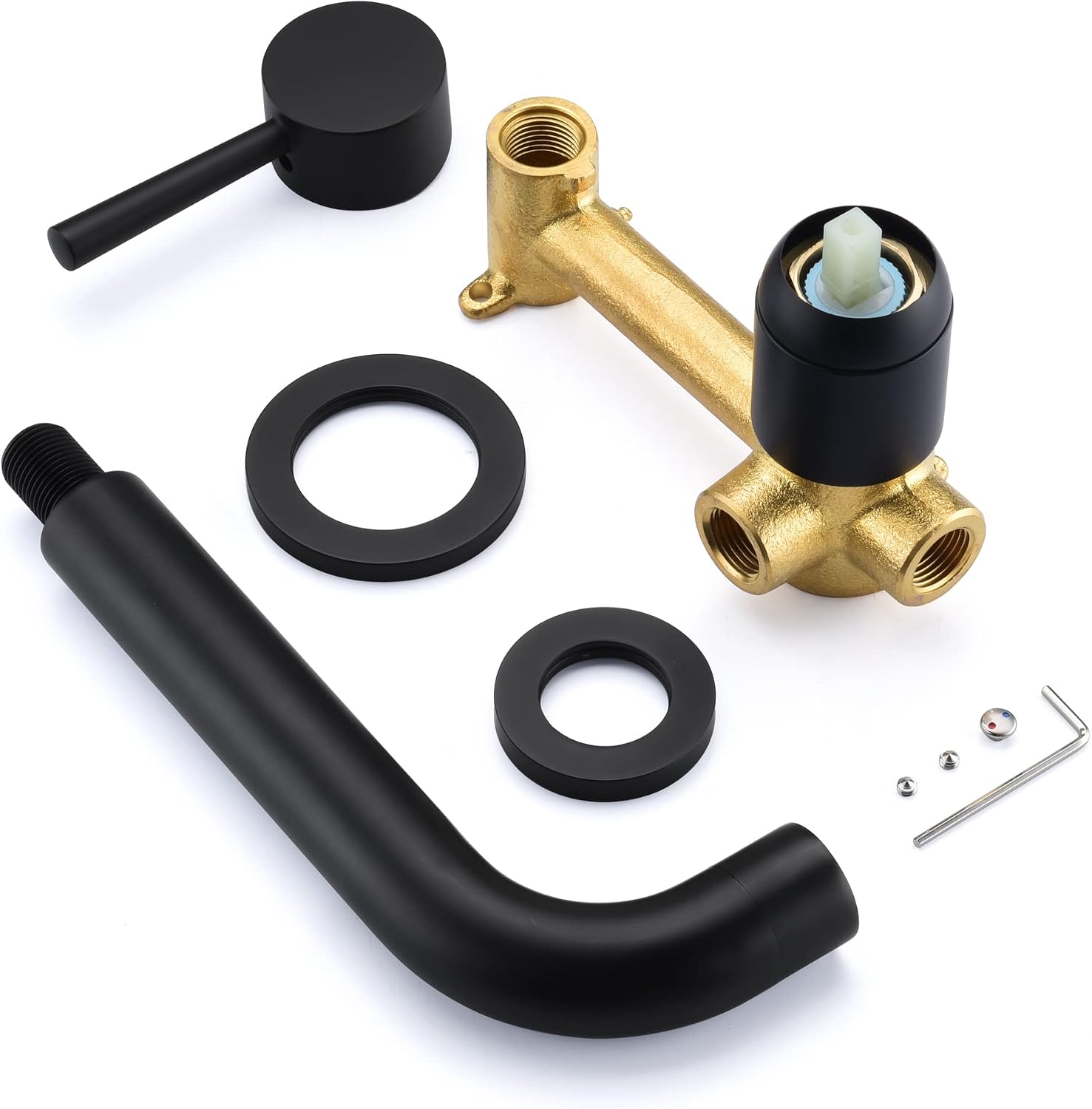 SUMERAIN Matte Black Tub Faucet Set Wall Mount Bathtub Faucet Single Handle, Rough-in Valve Included