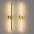28In Gold Wall Sconce Set of Two,Modern Hardwired Bathroom Wall Sconces Vantiy Light 3000K LED 360° Rotatable for Bedroom Bathroom Living Room (2 Pack)