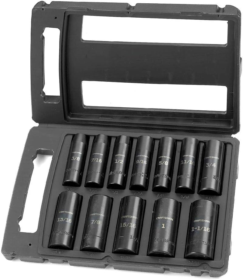 Craftsman 9-15886 6 Point Deep 1/2-Inch Drive Standard Easy to Read Impact Socket Set, 12-Piece