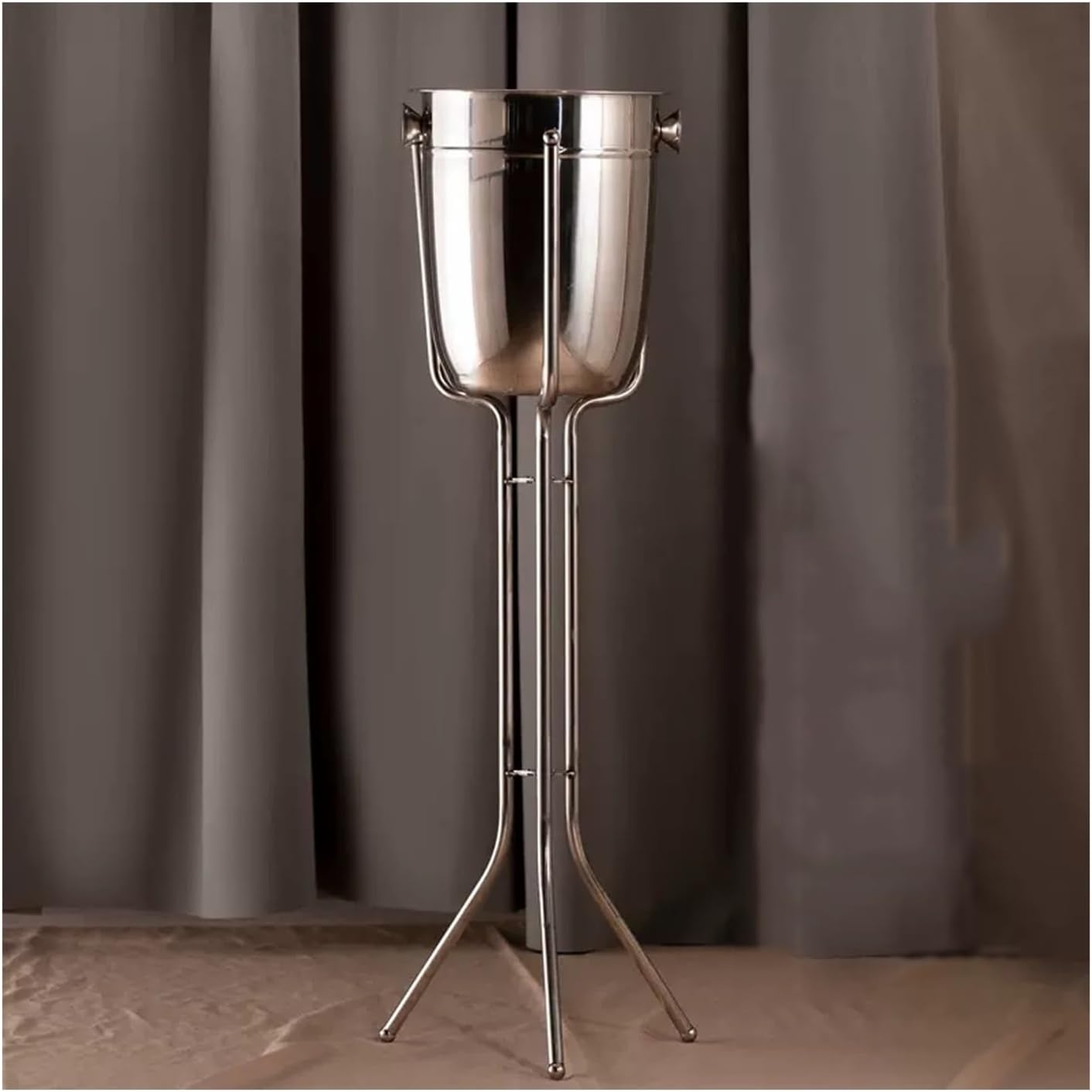 Ice Buckets for Parties, Stainless Steel Double Wall Ice Bucket with Triangle Bracket Wine Chiller Ice Buckets for Parties Festival Bar Outdoor or Indoor Use, Height 32.2 inch, 5L,for Home,Guest Room