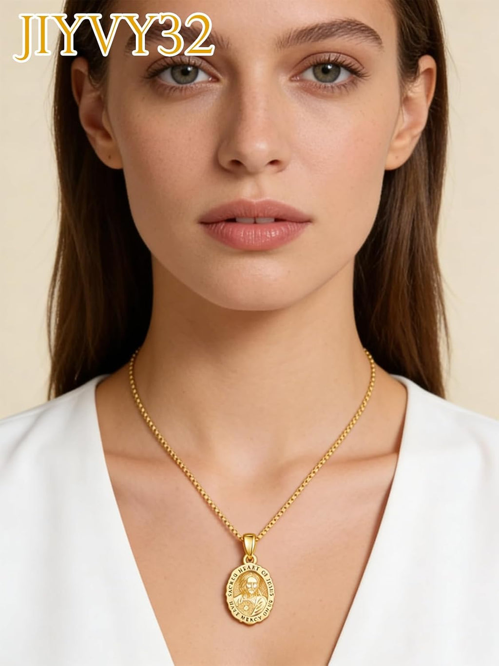 14K Gold Saint Medal Necklace for Women, Catholic Patron Saint Pendant Necklace, Christian Religious Jewelry Gift for Confirmation Baptism Communion Christmas Birthday