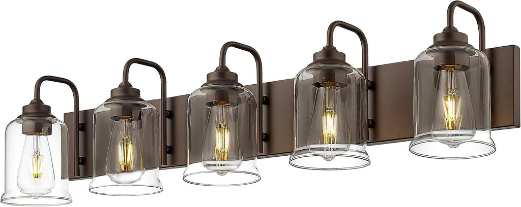 zeyu 5-Light Modern Vanity Light Fixture, 36' Bathroom Light Fixtures Wall Mount with Clear Glass, Oil Rubbed Bronze Finish, ZSL72B-5W ORB