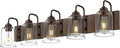 zeyu 5-Light Modern Vanity Light Fixture, 36' Bathroom Light Fixtures Wall Mount with Clear Glass, Oil Rubbed Bronze Finish, ZSL72B-5W ORB