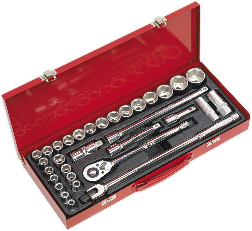 Sealey AK693 6 Point Walldrive-Duometric Socket Set, 1/2' Square Drive, 32 Pieces
